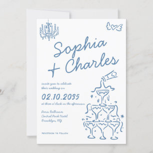 Invitation Illustration de mariage fantaisiste et ludique des