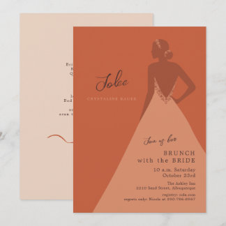 Invitation Illustration de mariée moderne en terre cuite pour