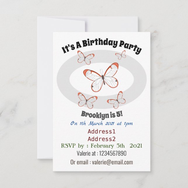 Invitation Illustration de papillon en verre (Devant)