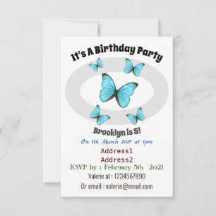 Invitation Illustration de papillons Morpho