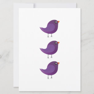 Invitation Illustration de petit oiseau violet mignon