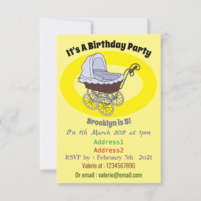 Invitation Illustration de poussette (Devant)