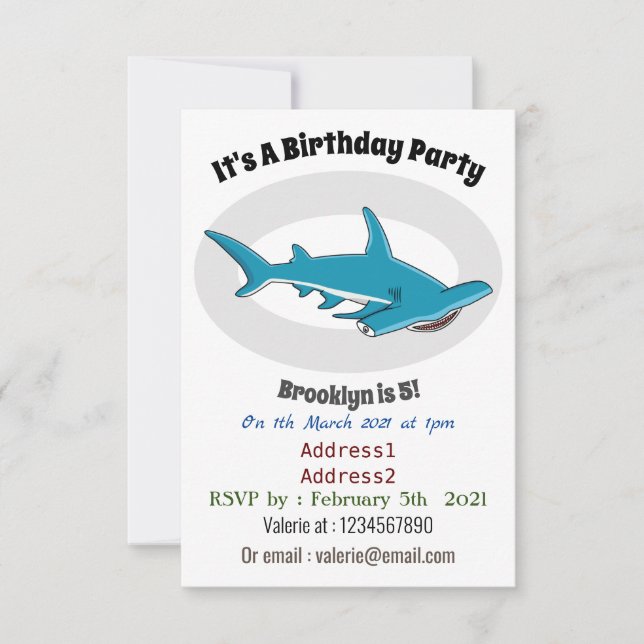 Invitation Illustration de requin marteau (Devant)