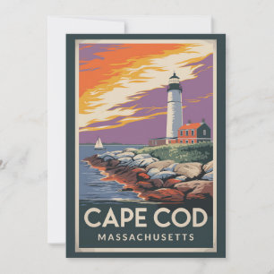 Invitation Illustration de voyage de Cape Cod Massachusetts A