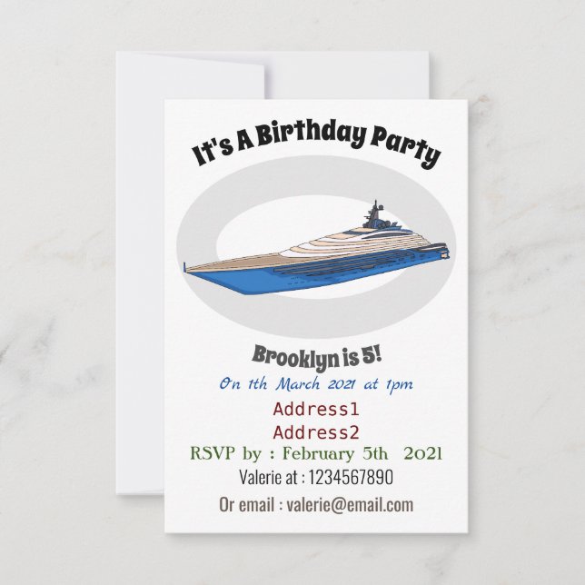 Invitation Illustration de yacht (Devant)