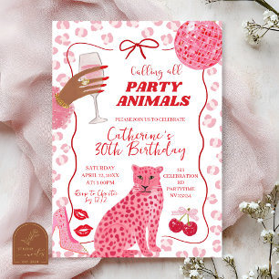 Invitation Illustration dessinée à la main Animaux de fête sa