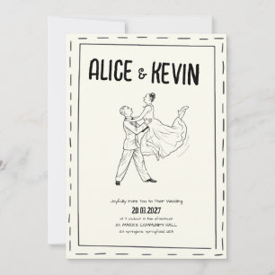 Invitation Illustration dessinée à la main Mariage minimalist