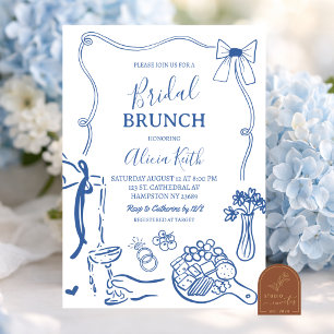 Invitation Illustration dessinée à la main pour brunch de mar