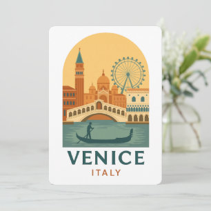 Invitation Illustration d'invitation vintage Venise Italie