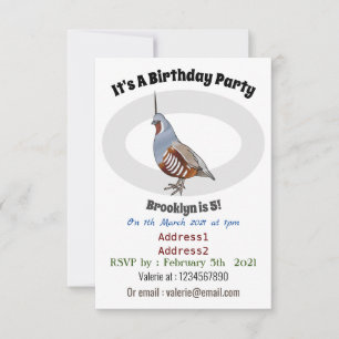 Invitation Illustration d'oiseau de caille de montagne