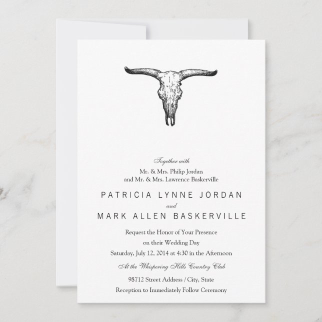 Invitation Illustration du crâne vintage Aurochs (Devant)