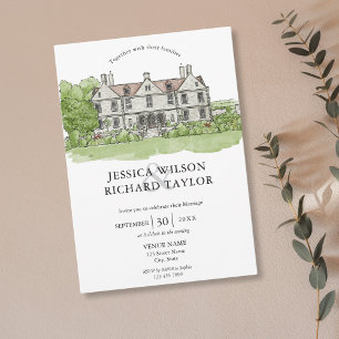 Invitation Illustration du manoir du lieu sur mesure