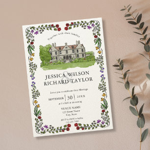 Invitation Illustration du manoir du lieu sur mesure