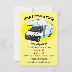Invitation Illustration d'un campervan heureux