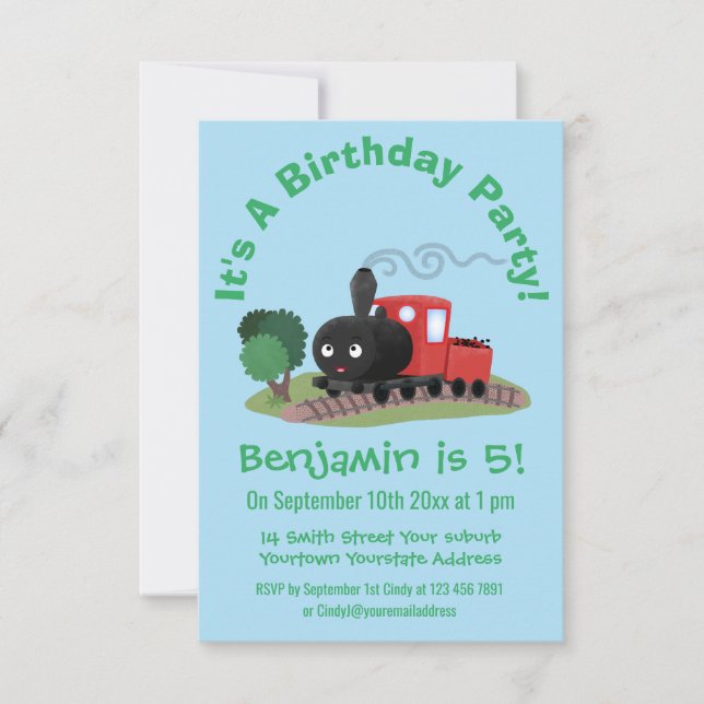 Invitation Illustration d'une locomotive à vapeur mûre (Devant)