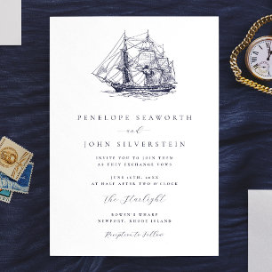 Invitation Illustration élégante de bateau nautique pour mari