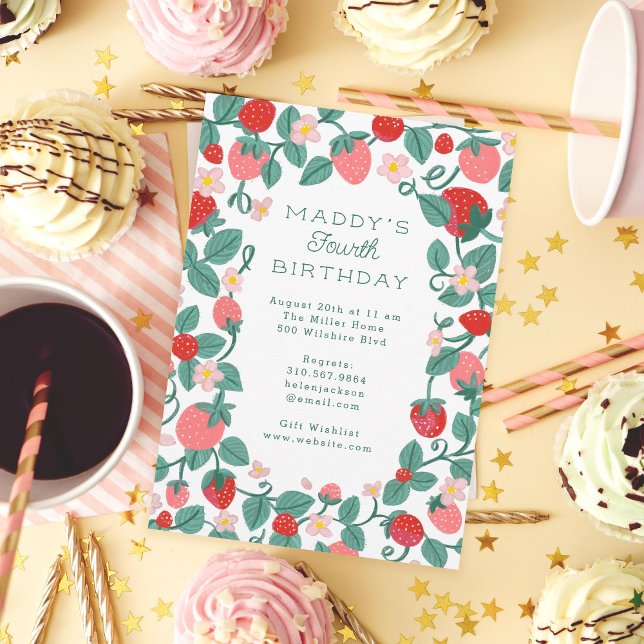 Invitation Illustration Fraise Berry Sweet Anniversaire (Créateur téléchargé)