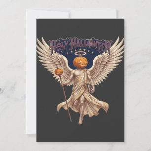 Invitation Illustration gothique vintage de citrouille d'ange