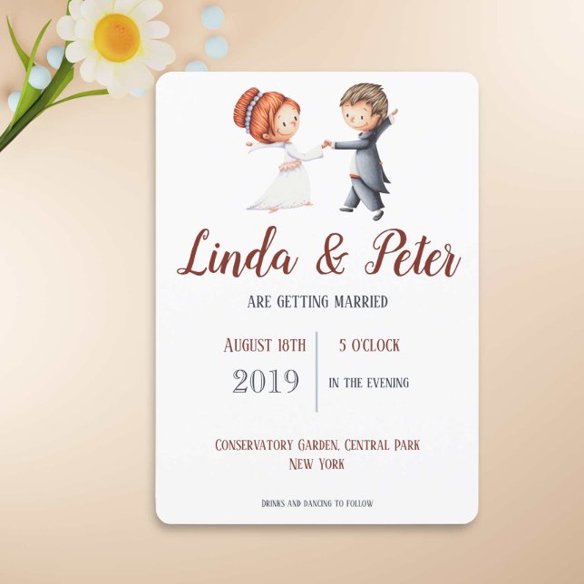 Invitation Illustration Mariage de valse de mariée dansante d (Créateur téléchargé)