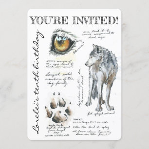 Invitation Illustration personnalisée de Canis Lupus Loup Inv