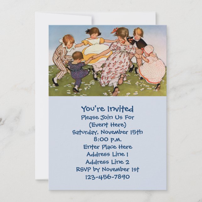 Invitation Illustration pour enfants mignon parti (Devant)