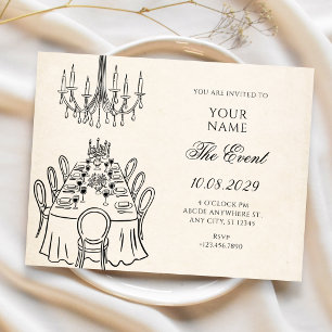 Invitation Illustration Table à manger élégante 