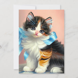 Invitation Illustration vintage Calico Kitten