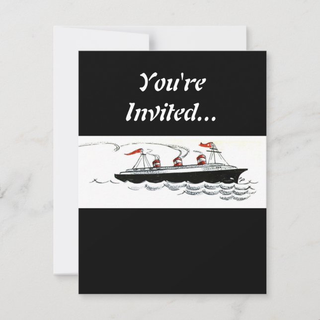 Invitation Illustration Vintage Simple Ship (Devant)