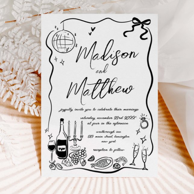 Invitation Illustrations dessinées à la main Doodles Wedding  (Créateur téléchargé)