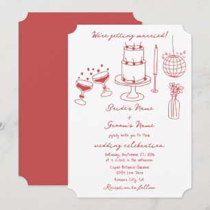 Invitation Illustrations faites à la main Doodles Maroon Mari