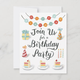Invitation Illustrée de fête d'anniversaire