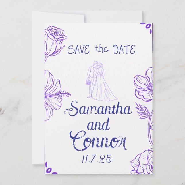 Invitation illustrée pour Sauvegarder la Date (Devant)