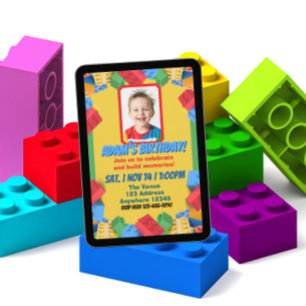 Invitation Image d'anniversaire de construction de blocs pour
