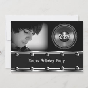 Invitation Image de fête d'anniversaire 21 ans homme Métal No
