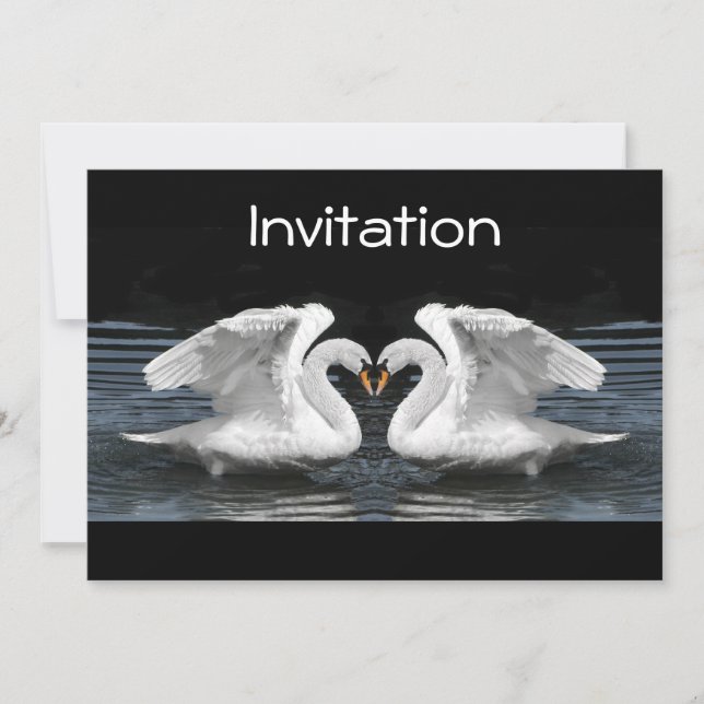 Invitation Image retournée blanche de cygne muet (Devant)