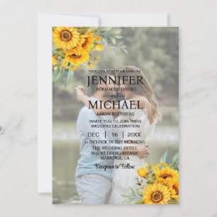 Invitation Image superposée Photo QR Tournesols Mariage