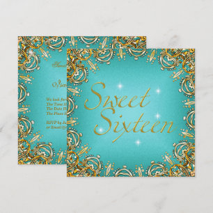 Invitation Image Sweet Sixteen Gold Sarcelle