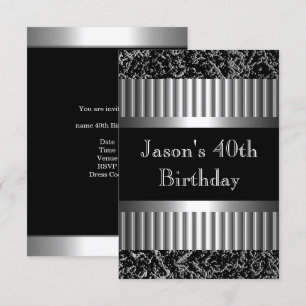Invitation Images de fête d'anniversaire homme en métal chrom
