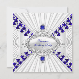 Invitation Images de perles de diamant blanc bleu royal pour 