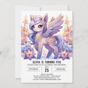 Invitation Imaginaire Adorable Unicorn Digital Anniversaire