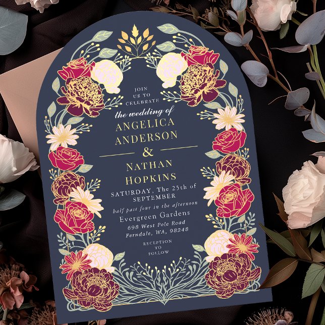 Invitation Imaginaire Bleu Enchanté Jardin Floral Arche de ma (Créateur téléchargé)