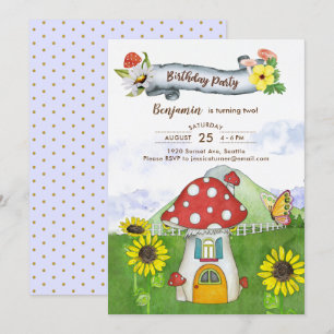 Invitation Imaginaire Bleu Woodland Toadstool House Amusant A