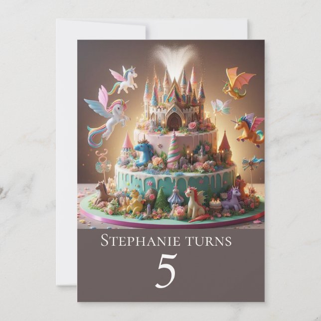INVITATION IMAGINAIRE CHÂTEAU DRAGONS & UNICORNES ANNIVERSAIR (Dos)