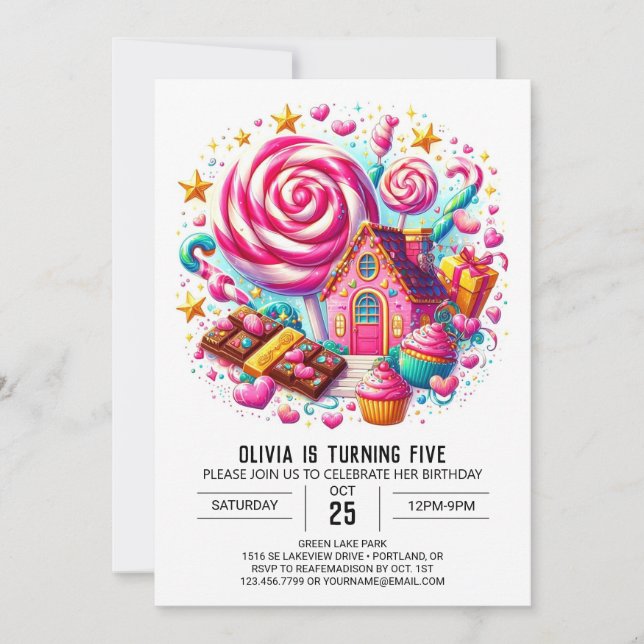 Invitation Imaginaire Chocolat Candyland Digital Anniversaire (Devant)