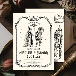 Invitation Imaginaire Engraving Art Mariage médiéval