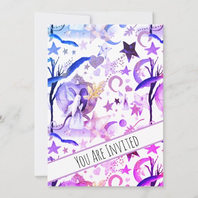 Invitation *~* Imaginaire Fairy Moon Sky Baby shower Invitati (Devant)