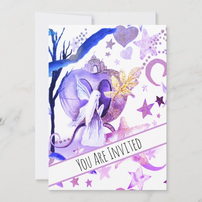 Invitation *~* Imaginaire Fairy Sky Moon Anniversaire Invitat (Devant)