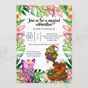 Invitation Imaginaire fée maison de fleurs tropicales goblin 