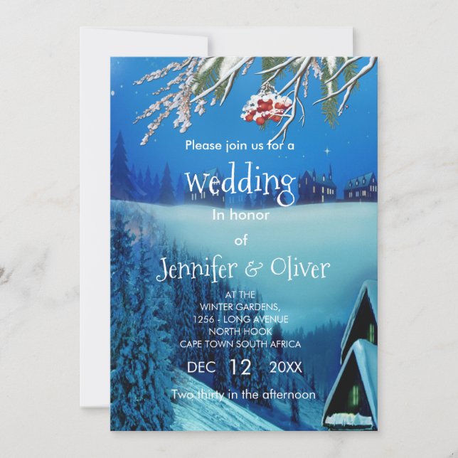 Invitation Imaginaire hivernal neige (Devant)