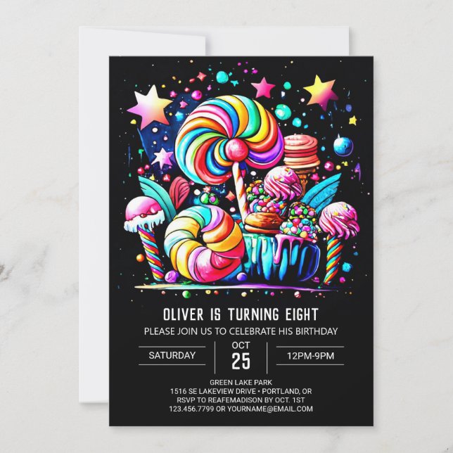 Invitation Imaginaire Lollipop Anniversaire (Devant)